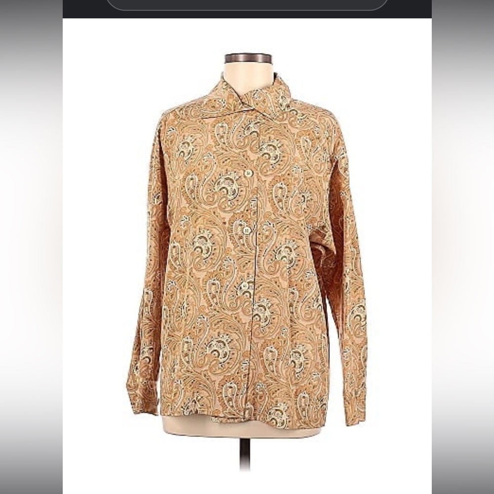 Ellen Tracy Luxury Silk Paisley Blouse made in Hong Kong